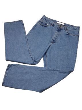 Asos Denim Blue Light Wash High Rise Five Pocket Zip Fly Straight Leg Denim Jean